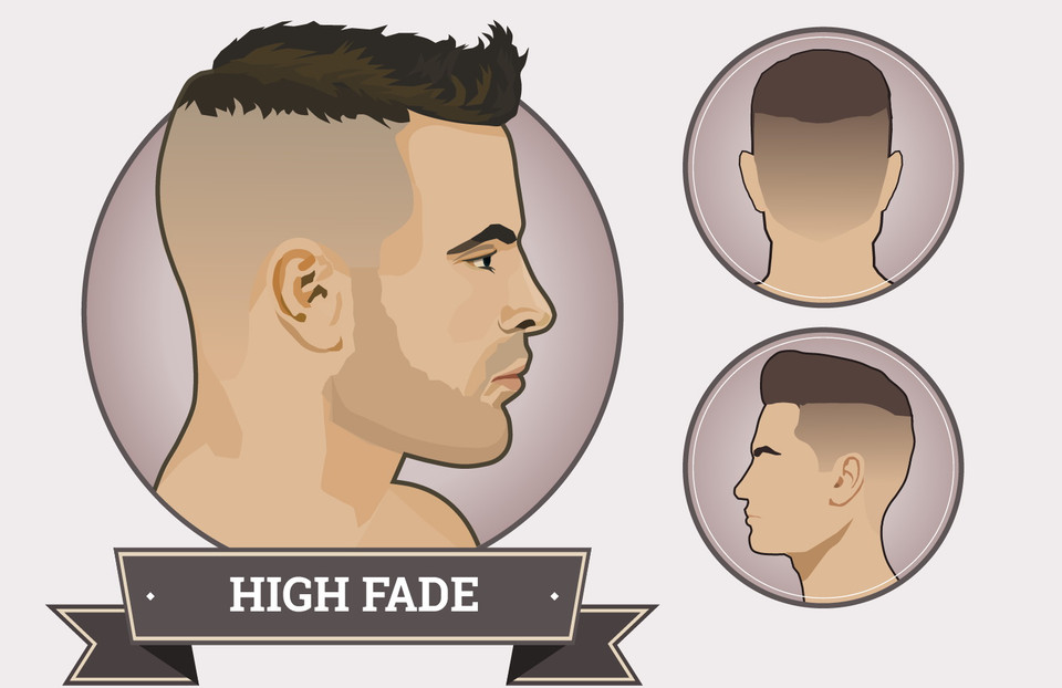  Tóc High Fade Với kiểu tóc này, tóc sẽ được cạo ở bất cứ vị trí nào nằm trong khoảng 2 inch phía dưới đỉnh đầu, thậm chí là thấp hơn. Tóc High Fade thường được những khách da màu lựa chọn bởi kiểu tóc này đòi hỏi da đầu có tông màu cùng với màu da mặt.