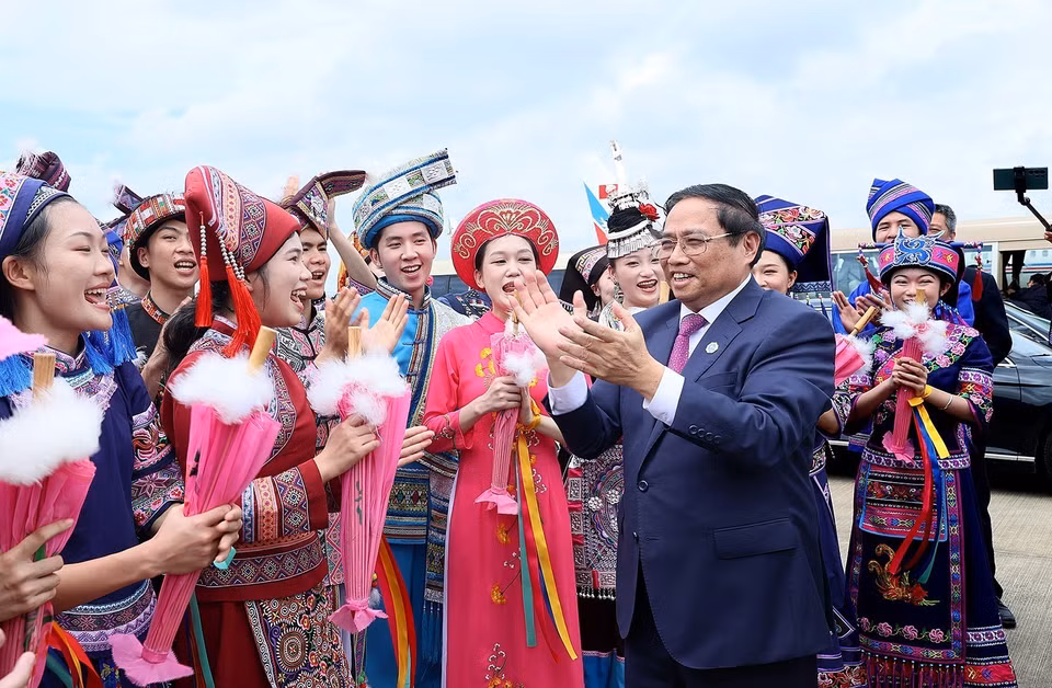 Chuyến công tác của Thủ tướng Phạm Minh Chính góp phần thúc đẩy hợp tác thiết thực, nhất là về kinh tế-thương mại giữa Việt Nam và Trung Quốc nói chung và giữa các địa phương Việt Nam với Quảng Tây-Trung Quốc nói riêng. (Ảnh: Dương Giang/TTXVN)