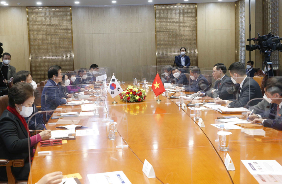 Quang cảnh buổi hội đàm. (Ảnh: Doãn Tấn/TTXVN)