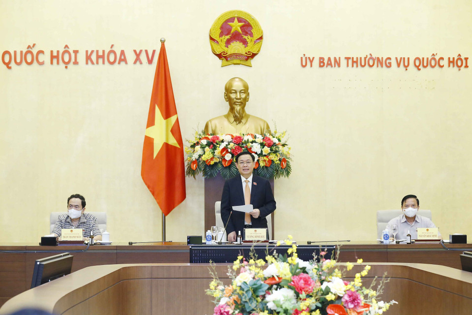 Chủ tịch Quốc hội Vương Đình Huệ phát biểu. (Ảnh: Doãn Tấn/TTXVN)