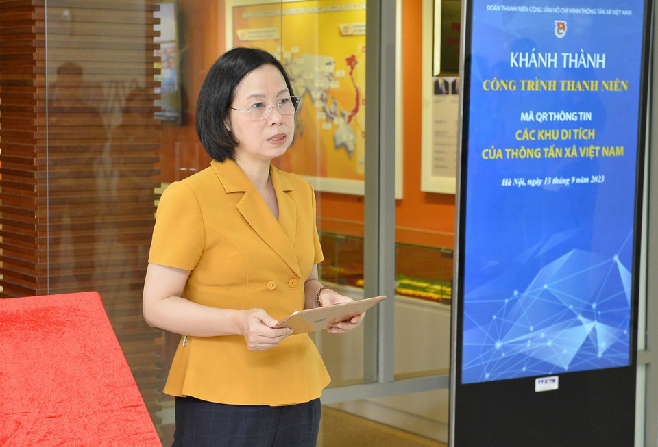 Tổng Giám đốc Thông tấn xã Việt Nam Vũ Việt Trang phát biểu chỉ đạo. (Ảnh: Minh Đức/TTXVN)