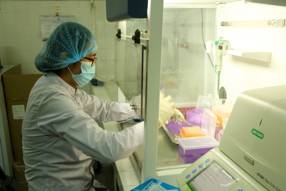 Xét nghiệm mẫu bệnh phẩm liên quan đến virus SARS-CoV-2 tại Trung tâm Y tế dựu phòng Hải Phòng. (Ảnh: Minh Thu/TTXVN)