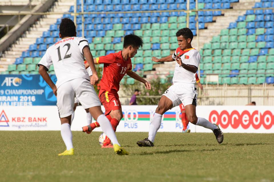 U19 Việt Nam có chiến thắng quan trọng trước U19 Timor Leste. (Nguồn: Myanmar Football Federation)