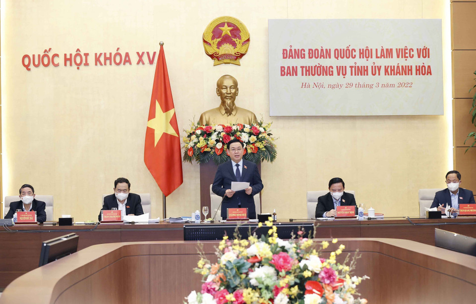 Chủ tịch Quốc hội Vương Đình Huệ phát biểu. (Ảnh: Doãn Tấn/TTXVN)