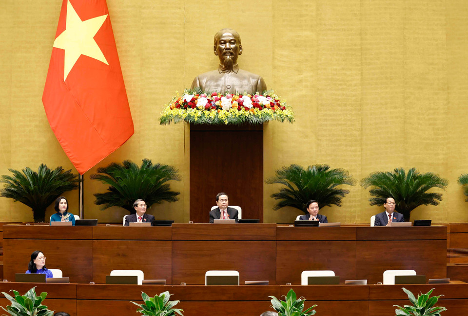 Chủ tịch Quốc hội Trần Thanh Mẫn chủ trì phiên bế mạc. (Ảnh: Doãn Tấn/TTXVN)