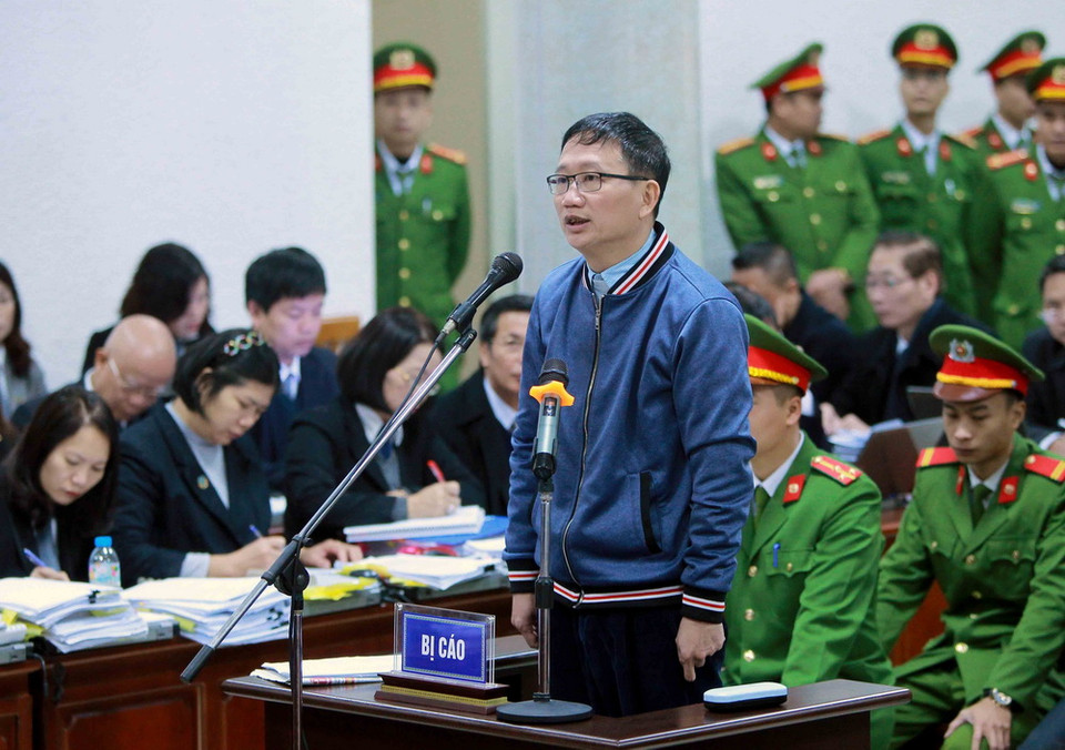 Bị cáo Trịnh Xuân Thanh trả lời các câu hỏi của Hội đồng xét xử. (Ảnh: Doãn Tấn/TTXVN)