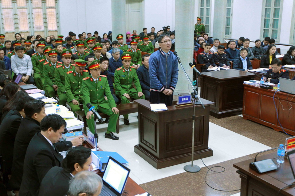 Bị cáo Trịnh Xuân Thanh trả lời các câu hỏi của Hội đồng xét xử. (Ảnh: Doãn Tấn/TTXVN)