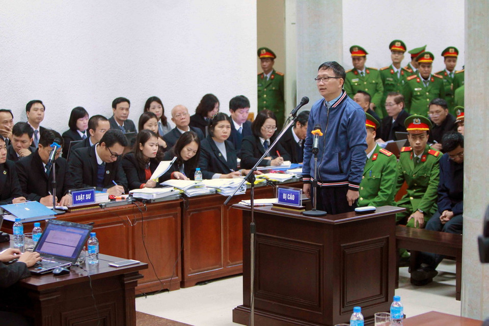 Bị cáo Trịnh Xuân Thanh trả lời các câu hỏi của Hội đồng xét xử. (Ảnh: Doãn Tấn/TTXVN)