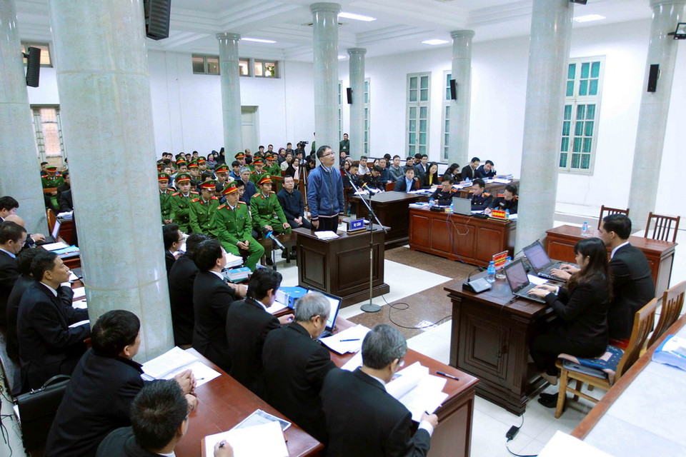 Bị cáo Trịnh Xuân Thanh trả lời các câu hỏi của Hội đồng xét xử. (Ảnh: Doãn Tấn/TTXVN)