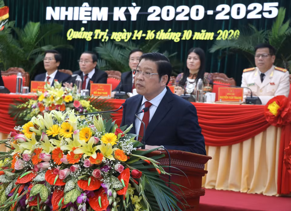 Ông Phan Đình Trạc, Bí thư Trung ương Đảng, Trưởng Ban Nội chính Trung ương phát biểu chỉ đạo Đại hội. (Ảnh: Nguyên Lý/TTXVN)