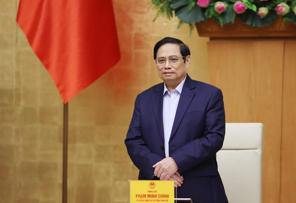 Thủ tướng Phạm Minh Chính chủ trì hội nghị. (Ảnh: Dương Giang/TTXVN)