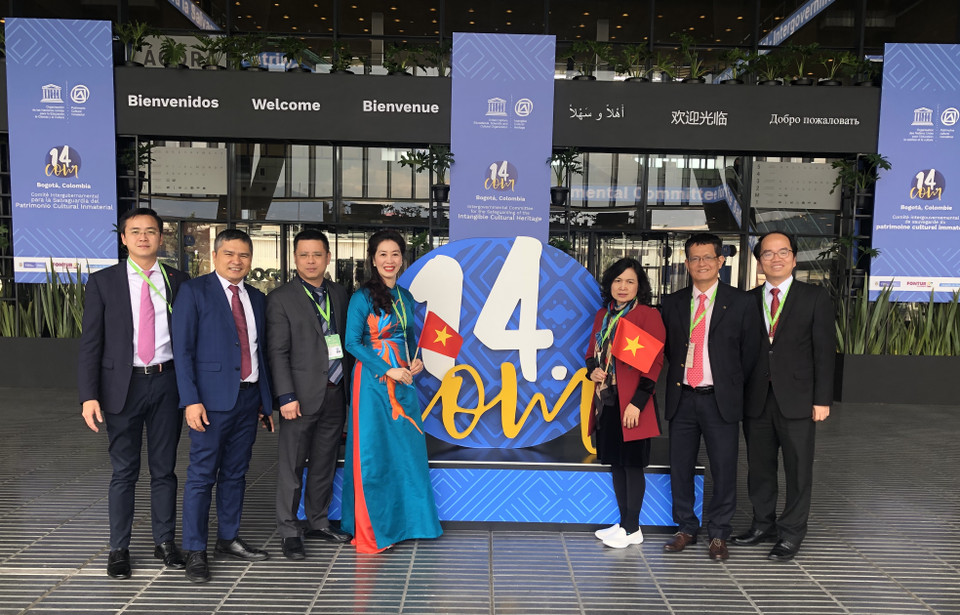 Đoàn Việt Nam dự Kỳ họp thường niên lần thứ 14 của Ủy ban liên Chính phủ Công ước 2003 về bảo vệ di sản văn hoá phi vật thể tại Colombia. (Nguồn: Vietnam+)