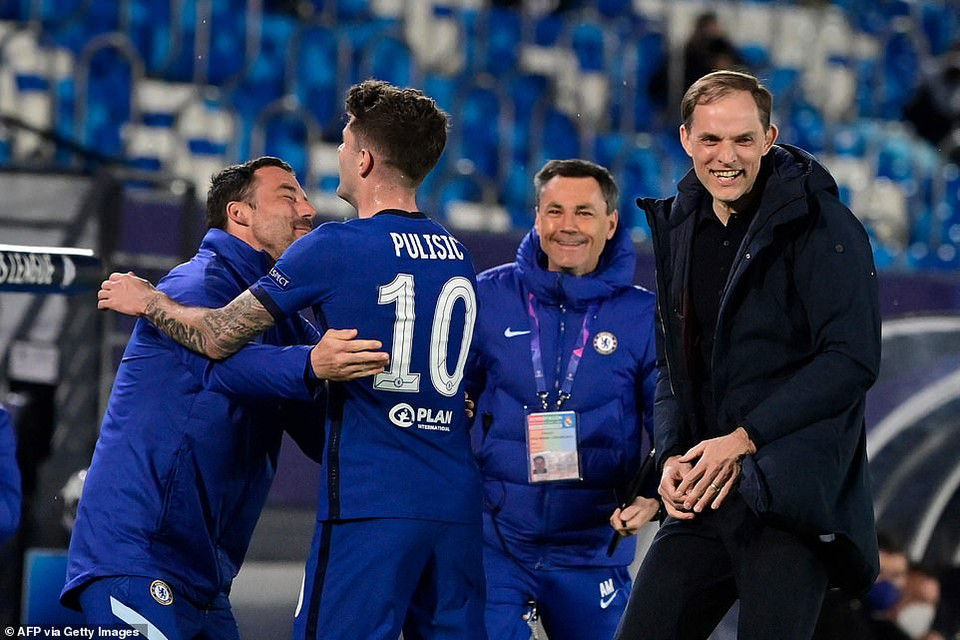 Niềm vui của Pulisic và ban huấn luyện đội bóng. (Nguồn: Getty Images)