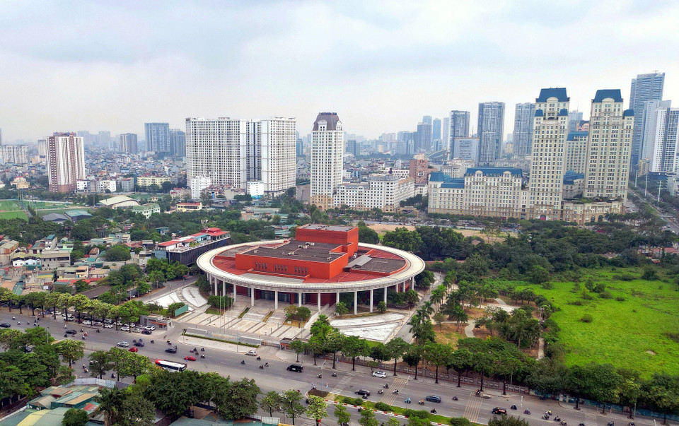 Cung hữu nghị Việt-Trung được xây dựng trên khu đất rộng 14.000m2 tại tại đường Lê Quang Đạo, quận Nam Từ Liêm (Hà Nội). (Ảnh: Tuấn Anh/TTXVN)