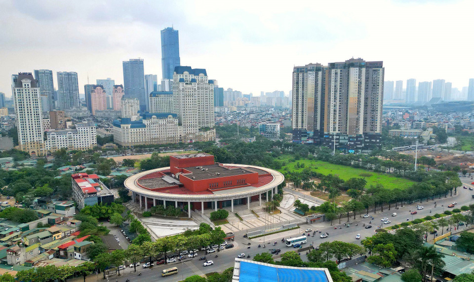 Cung hữu nghị Việt-Trung được xây dựng trên khu đất rộng 14.000m2 tại tại đường Lê Quang Đạo, quận Nam Từ Liêm (Hà Nội). (Ảnh: Tuấn Anh/TTXVN)