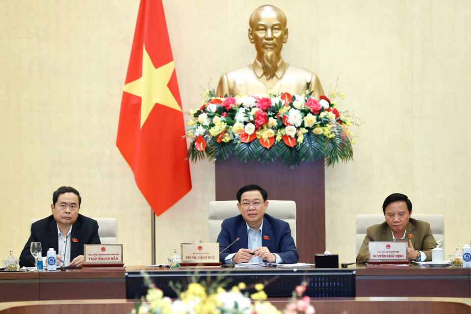 Chủ tịch Quốc hội Vương Đình Huệ phát biểu. (Ảnh: Doãn Tấn/TTXVN)