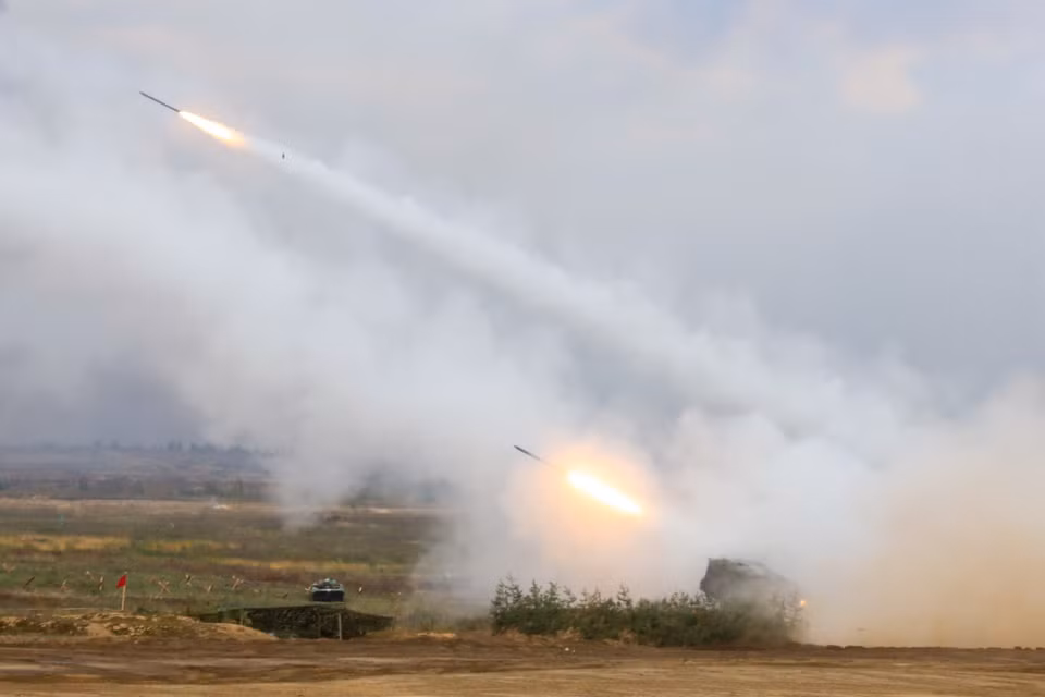 Cuộc tập trận Zapad-2021 tại thao trường Mulino có sự tham gia của quân đội một số nước Kazkhastan, Mông Cổ, Armenia. (Ảnh: Trần Hiếu/TTXVN)