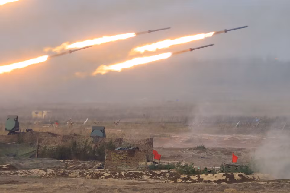 Quang cảnh cuộc tập trận Zapad-2021 tại thao trường Mulino ở tỉnh Nizhnyi Novgorod. (Ảnh: Trần Hiếu/TTXVN)