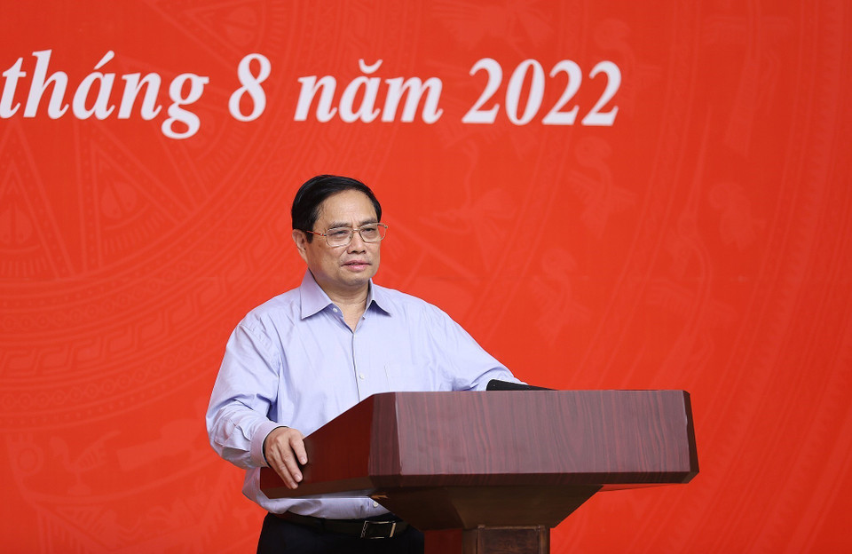 Thủ tướng Phạm Minh Chính phát biểu khai mạc hội nghị. (Ảnh: Dương Giang/TTXVN)