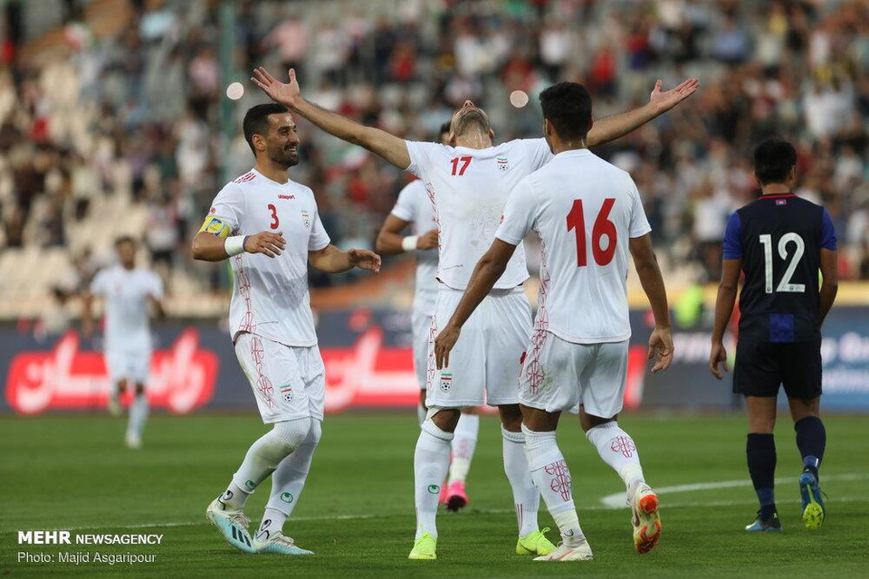 Trong ngày vô cùng đặc biệt này, Iran đã có chiến thắng tưng bừng 14-0 trước Campuchia tại bảng C vòng loại World Cup 2022. (Nguồn: tehrantimes)