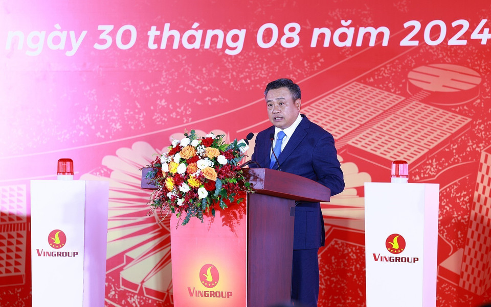 Chủ tịch UBND thành phố Hà Nội Trần Sỹ Thanh phát biểu. (Ảnh: Dương Giang/TTXVN)