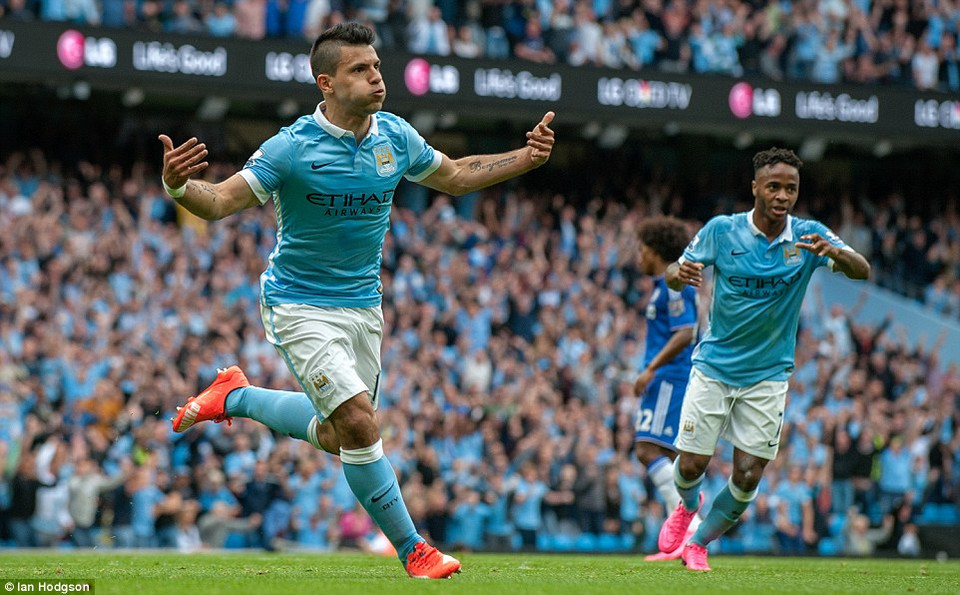 Sergio Aguero mang chiến thắng về cho Manchester City. (Nguồn: DM)