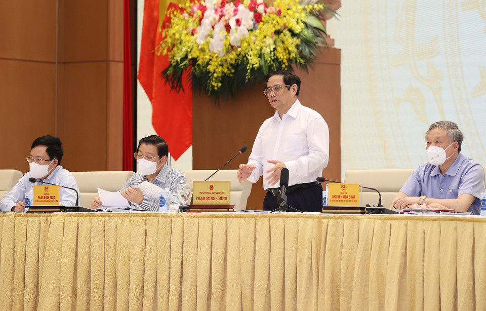 Thủ tướng Phạm Minh Chính chủ trì hội nghị. (Ảnh: Dương Giang/TTXVN)