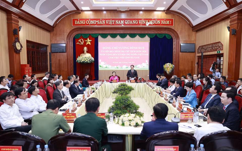 Chủ tịch Quốc hội Vương Đình Huệ phát biểu. (Ảnh: Doãn Tấn/TTXVN)