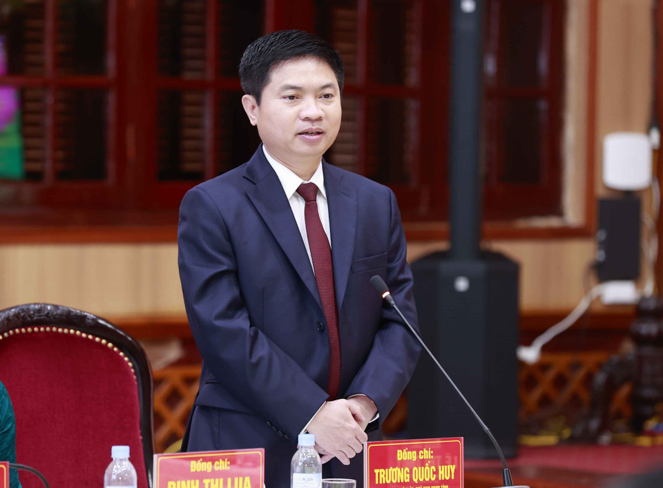 Chủ tịch UBND tỉnh Hà Nam Trương Quốc Huy phát biểu. (Ảnh: Doãn Tấn/TTXVN)