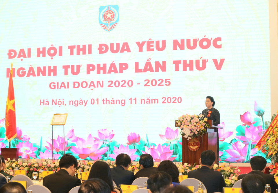 Chủ tịch Quốc hội Nguyễn Thị Kim Ngân phát biểu. (Ảnh: Doãn Tấn/TTXVN)