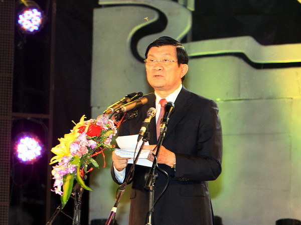 Chủ tịch nước Trương Tấn Sang phát biểu tại Lễ khai mạc. (Ảnh: Nguyễn Khang/TTXVN)