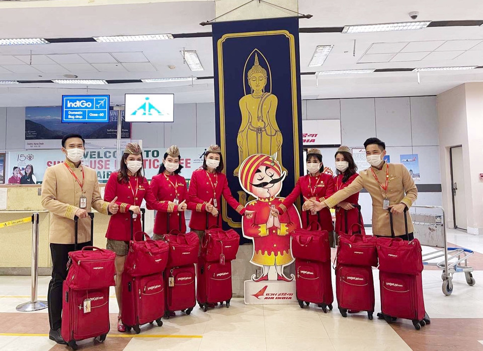 Đội bay trẻ trung của Vietjet đã mang sắc đỏ rạng rỡ của Việt Nam tới Ấn Độ. Đây cũng là điểm đến mà Vietjet đã khai thác thường lệ rất thành công trước đó. (Ảnh: CTV/Vietnam+)