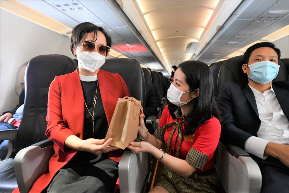 “Amy” là máy bay mẫu A321neo, mẫu hiện đại, rộng rãi nhất trong dòng A320 của Airbus. Hành khách bay cùng Vietjet trên hành trình tới Ấn Độ được phục vụ theo các tiêu chuẩn dịch vụ tốt nhất. (Ảnh: CTV/Vietnam+)