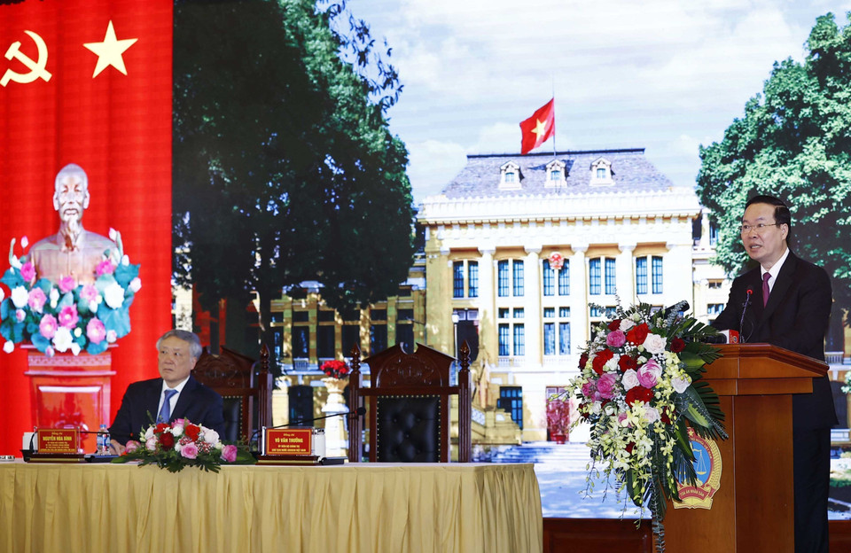 Chủ tịch nước Võ Văn Thưởng phát biểu chỉ đạo. (Ảnh: Thống Nhất/TTXVN)