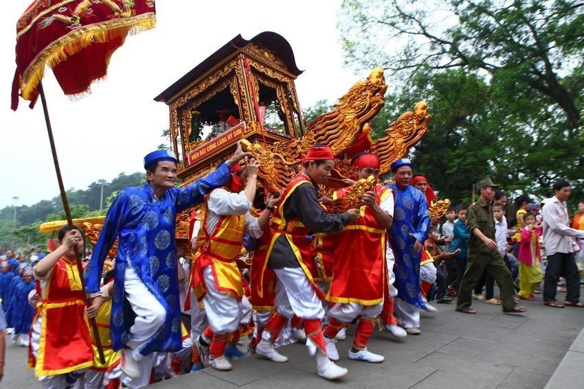 Tín ngưỡng thờ cúng Hùng Vương là Di sản văn hóa phi vật thể của nhân loại, được UNESCO công nhận vào ngày 6/12/2012. (Ảnh: Quý Trung/TTXVN)