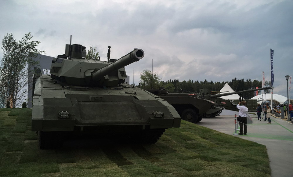 Xe tăng Armata T-14 của Nga được giới thiệu tại Diễn đàn Công nghiệp quốc phòng Army-2018 ở thị trấn Kubinka, ngoại ô thủ đô Moskva ngày 21/8. (Ảnh: AFP/TTXVN)
