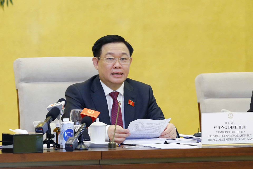 Chủ tịch Quốc hội Vương Đình Huệ phát biểu. (Ảnh: Doãn Tấn/TTXVN)