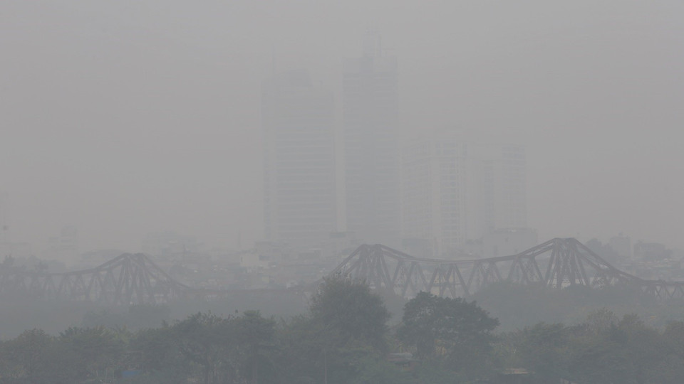 Khu vực Long Biên có chỉ số ô nhiễm không khí lên tới 238 đơn vị. (Ảnh: Tuấn Đức/TTXVN)