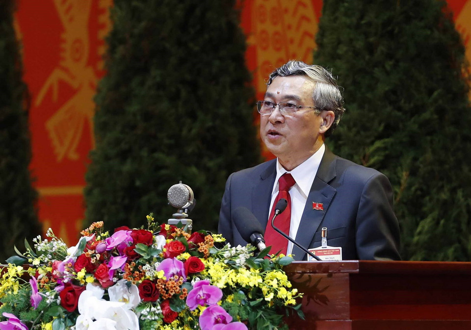 Đồng chí Mai Trực, Ủy viên Trung ương Đảng, Phó Chủ nhiệm Uỷ ban Kiểm tra Trung ương trình bày tham luận. (Ảnh: TTXVN)