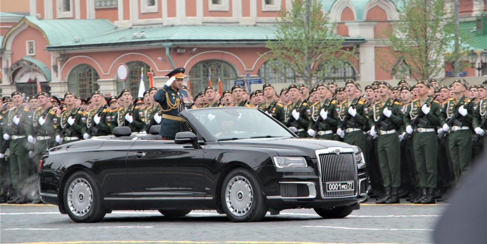 Đại tướng, Bộ trưởng Quốc phòng Sergey Shoigu trong lễ duyệt binh. (Ảnh: Hồng Quân/Vietnam+)