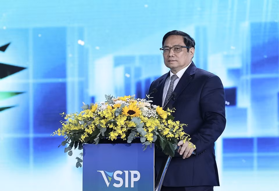 Thủ tướng Phạm Minh Chính phát biểu tại lễ động thổ. (Ảnh: Dương Giang/TTXVN)
