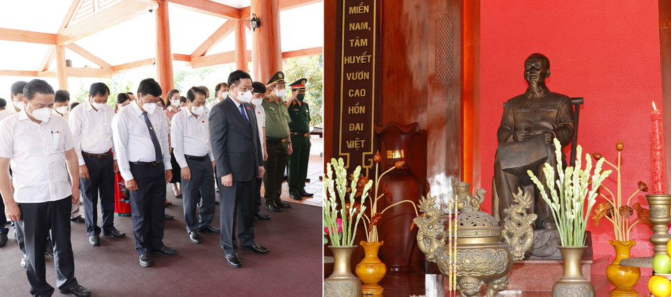 Chủ tịch Quốc hội Vương Đình Huệ dâng hương tưởng niệm Chủ tịch Hồ Chí Minh. (Ảnh: Doãn Tấn/TTXVN)