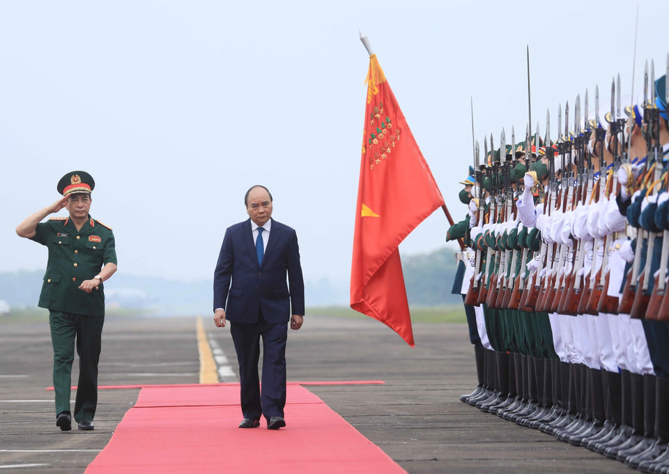 Chủ tịch nước Nguyễn Xuân Phúc đến dự buổi lễ. (Ảnh: Thống Nhất/TTXVN)