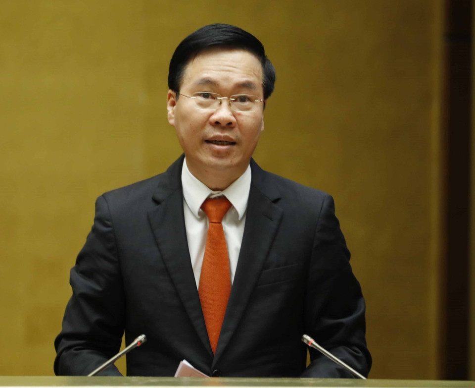 Ủy viên Bộ Chính trị, Thường trực Ban Bí thư Võ Văn Thưởng phát biểu tại hội nghị. (Ảnh: Phương Hoa/TTXVN)