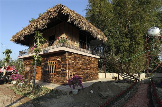 Một nhà cộng đồng tại homestay Mường Then. (Ảnh: Tuấn Anh/TTXVN)