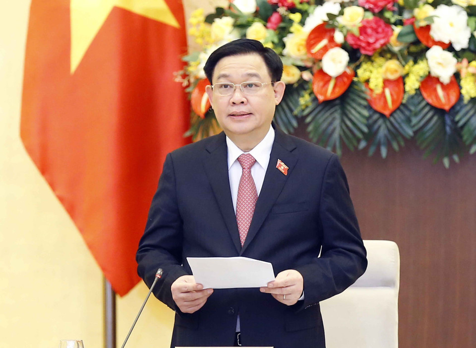 Chủ tịch Quốc hội Vương Đình Huệ chủ trì Phiên họp thứ 58 của Ủy ban Thường vụ Quốc hội. (Ảnh: Doãn Tấn/TTXVN)