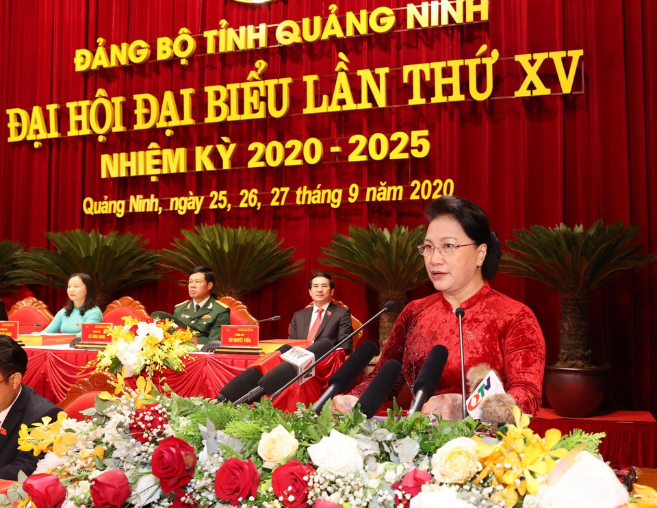 Ủy viên Bộ Chính trị, Chủ tịch Quốc hội Nguyễn Thị Kim Ngân phát biểu chỉ đạo Đại hội. (Ảnh: Trọng Đức/TTXVN)