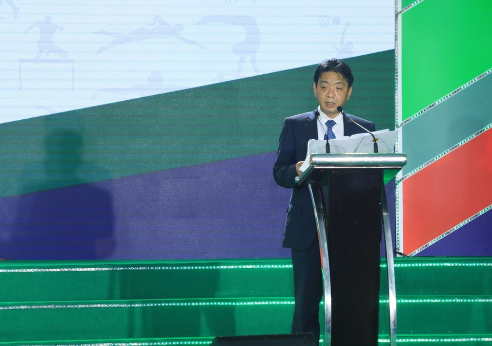 Ông Hoàng Đạo Cương, Thứ trưởng Bộ Văn hóa, Thể thao và Du lịch phát biểu. (Ảnh: Tuấn Anh/TTXVN)