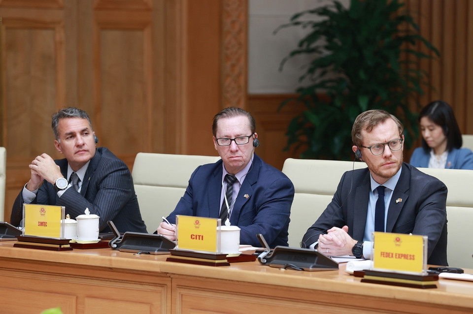 Đại diện các tập đoàn, doanh nghiệp hàng đầu của Hoa Kỳ tham dự buổi tiếp. (Ảnh: Dương Giang/TTXVN)