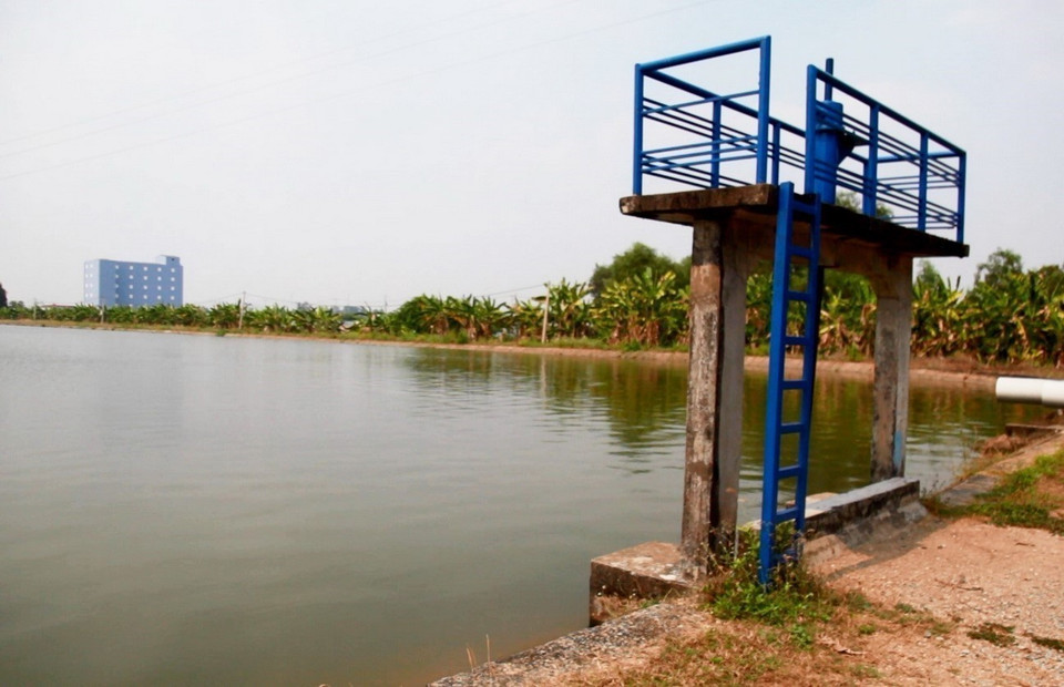 Hồ chứa nước Vĩnh Thông (phường Vĩnh Thông, thành phố Rạch Giá, tỉnh Kiên Giang) có dung tích thiết kế 560.000 m3 duy trì ở mực nước đầy nhằm cấp nước sinh hoạt ổn định cho người dân trong mùa khô 2020. (Ảnh: Hồng Đạt/TTXVN)